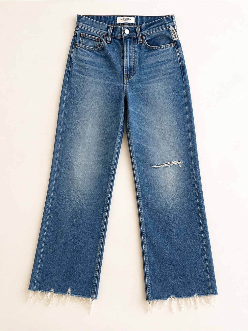 MOUSSY Vintage Distressed Raw Hem Wide Leg Jeans Size 28